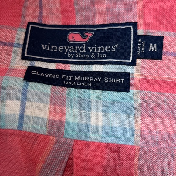Vineyard vines classic fit Murray button down linen shirt plaid size M - Picture 7 of 9